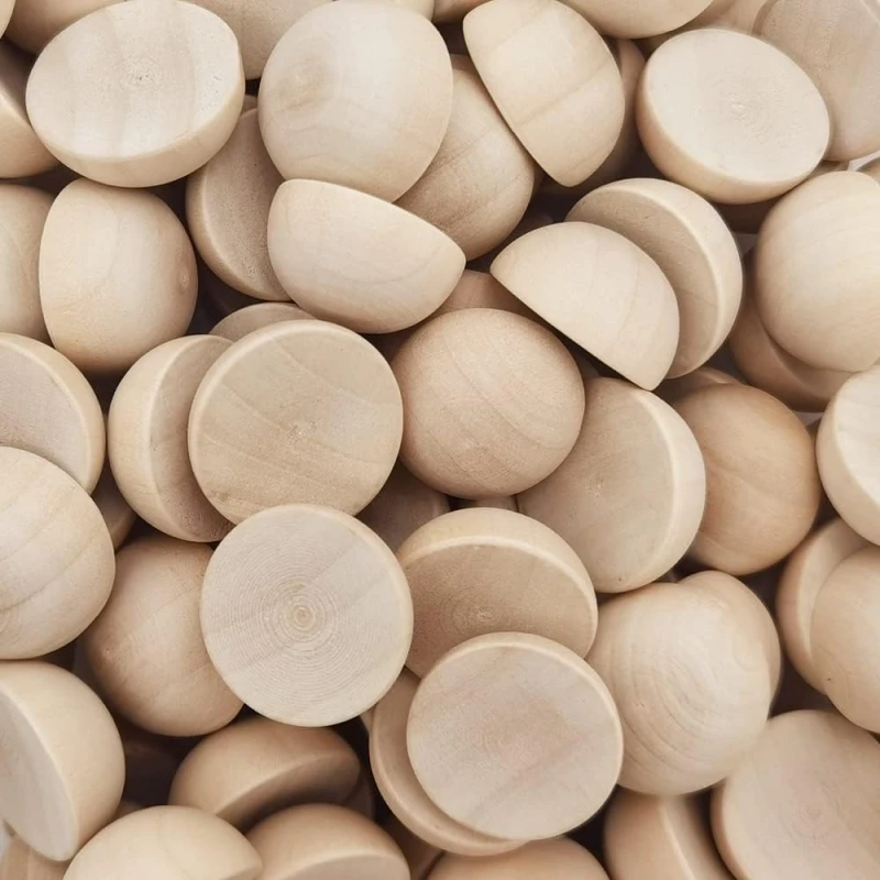 10-30mm Natürliche Halbe Holzperlen Unbehandelte Gespaltene Holzkugeln für DIY-Bastelarbeiten Kinderkunstzubehör Heimdekoration – Detail 6
