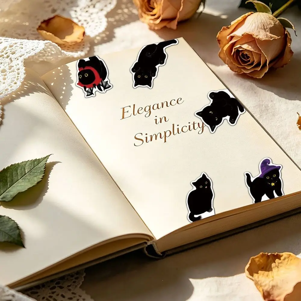 5/10Pcs Folding Design Magnetic Bookmarks Unique Adorable Black Cat Bookmarks Cute Reading Tracker Animal Pattern Bookmarks