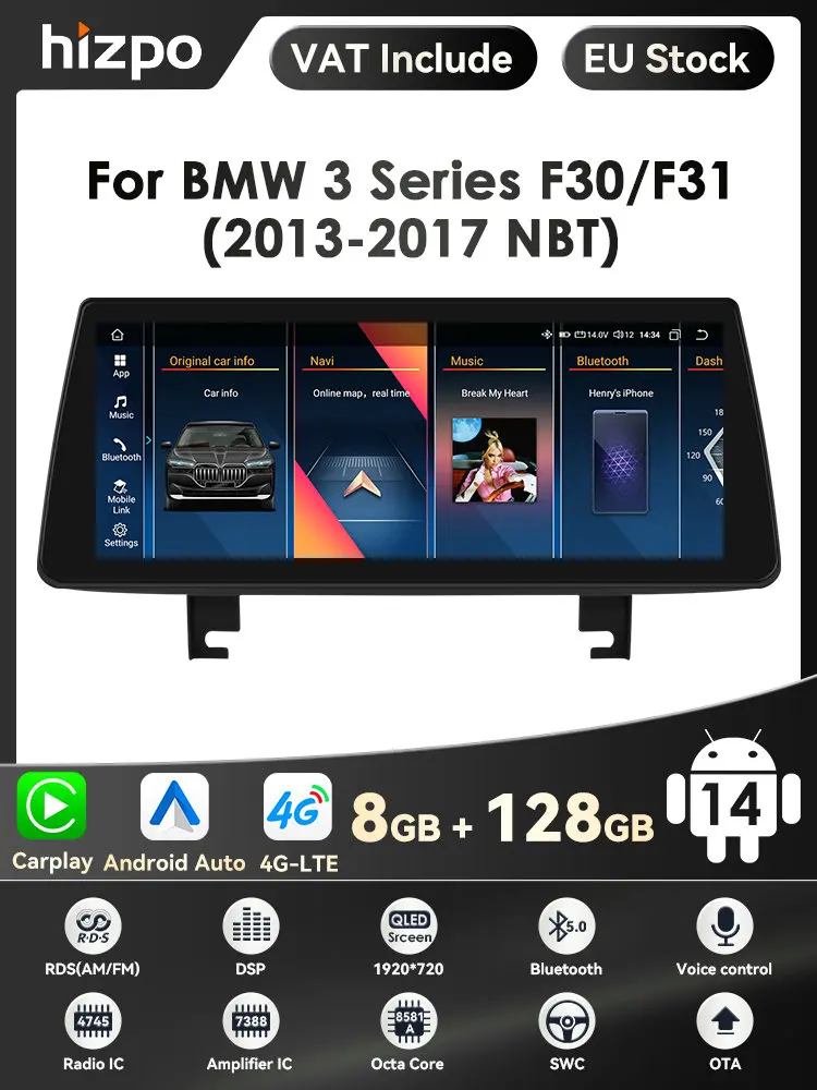 10,25 qled bildschirm 2din android autoradio multimedia video player für bmw 3 bmw 4er f30 f31 nbt gps navi carplay auto 4g rds