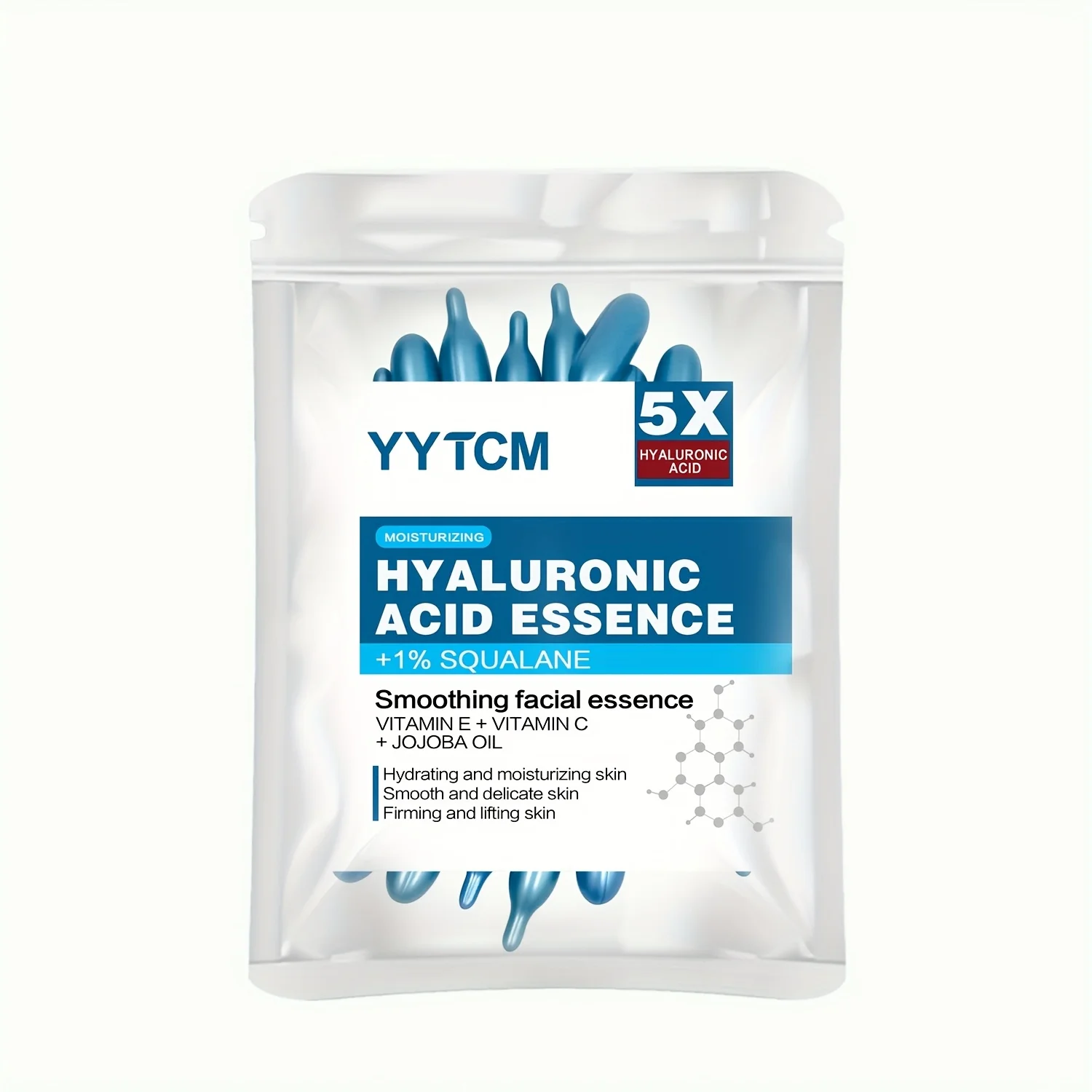 Hyaluronzuur diep hydraterende capsule-essentie, diep hydraterende en verhelderende huidessentie (0,4 g x 30 capsules)/zak -1 zak