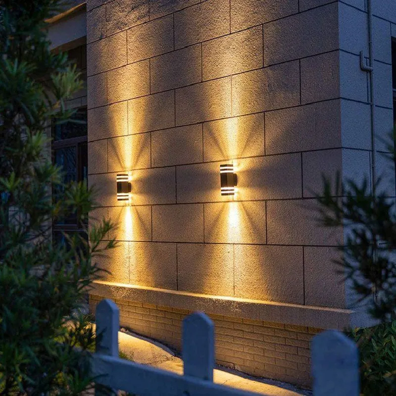 Aluminium Waterproof E27 Wall Lamp Outdoor Up Down Garden Exterior Wall Lighting Porch Stair Corridor Acrylic Sconce Lights