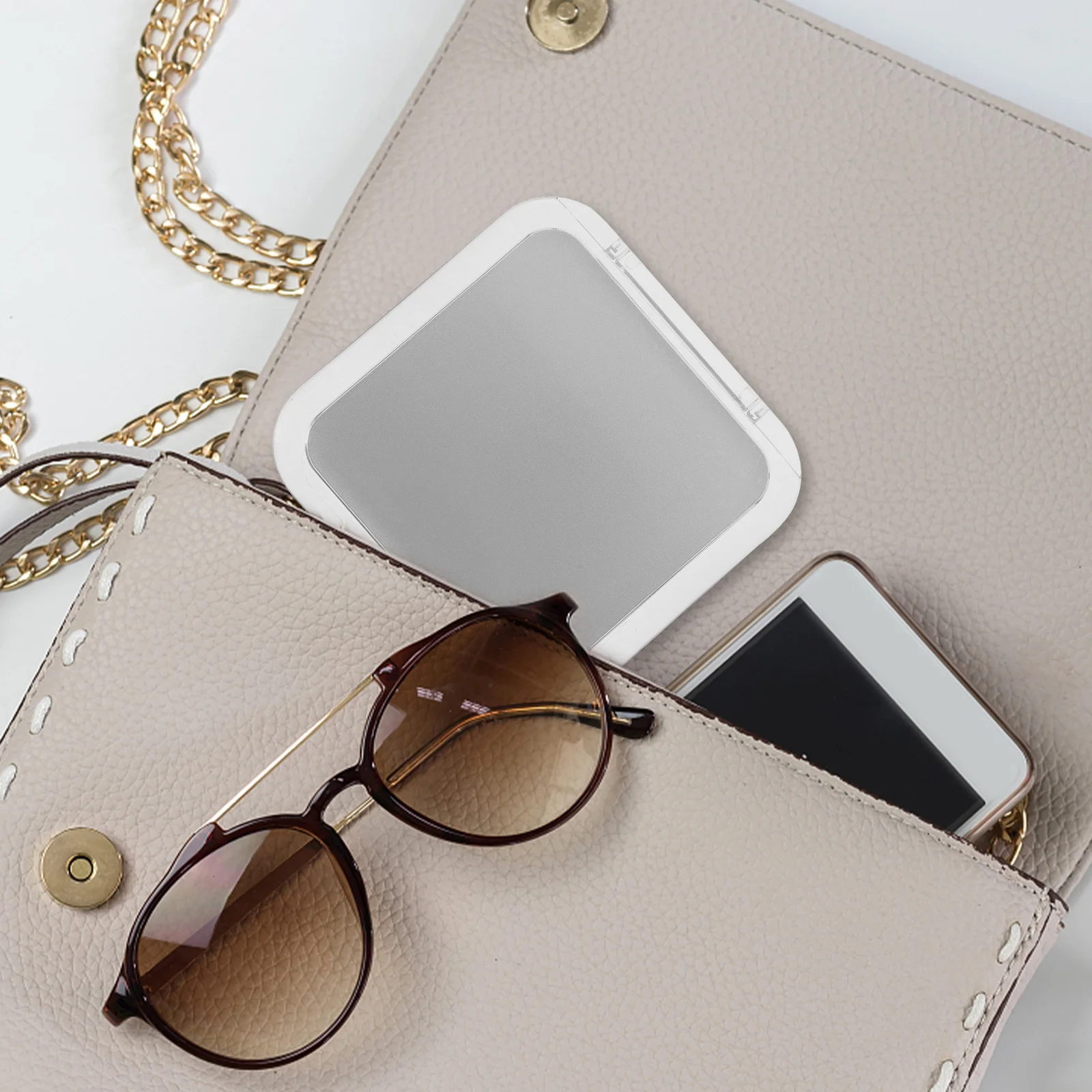 

Foldable Pocket Mirror Square Compact 7x Magnification Durable Mini Makeup Mirror for Purse Small Bag Bridesmaids Gifts