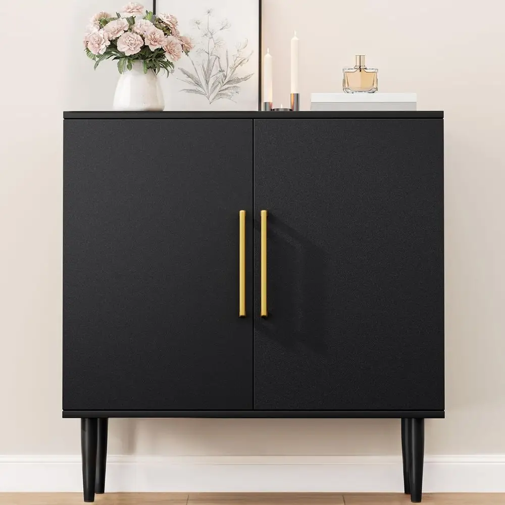 Elegant Black Sideboard with Storage for Living, Hallway, and Dining Spaces
