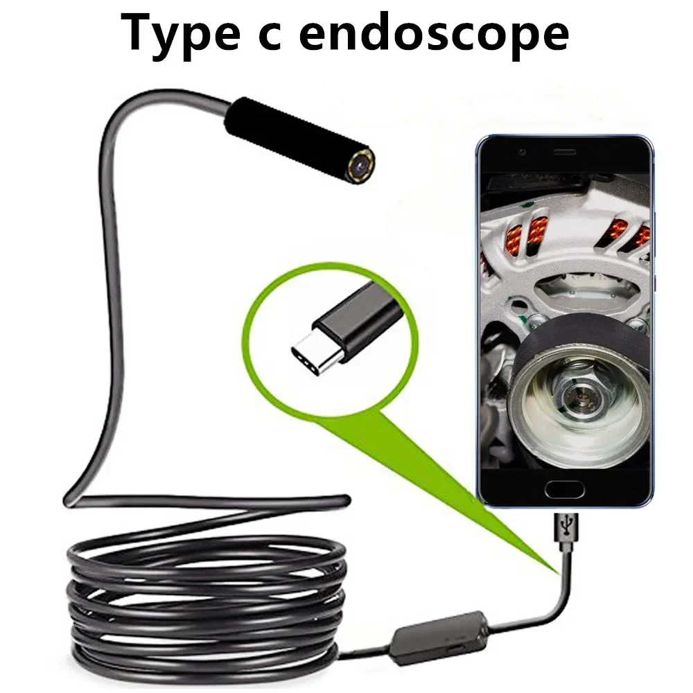 

Type-C Endoscope USB Inspection Borescope Camera Flexible Pipe Car 480P Dual Lens Inspect Repair for Android PC Notebook Macbook