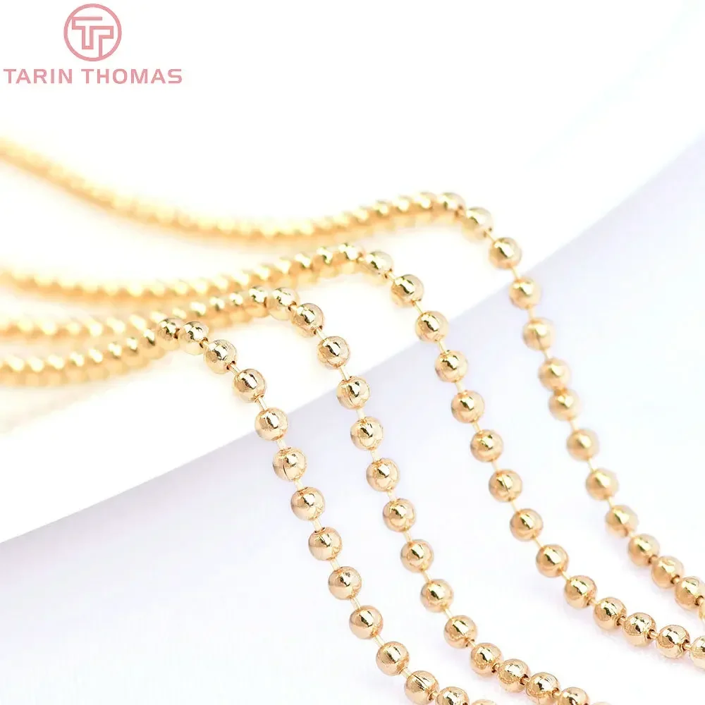 

(4262) 2 Meters 1.5MM 24K Gold Color Plated Brass Ball Chains Beads Chains Necklace Chains High Quality Jewelry Accessories