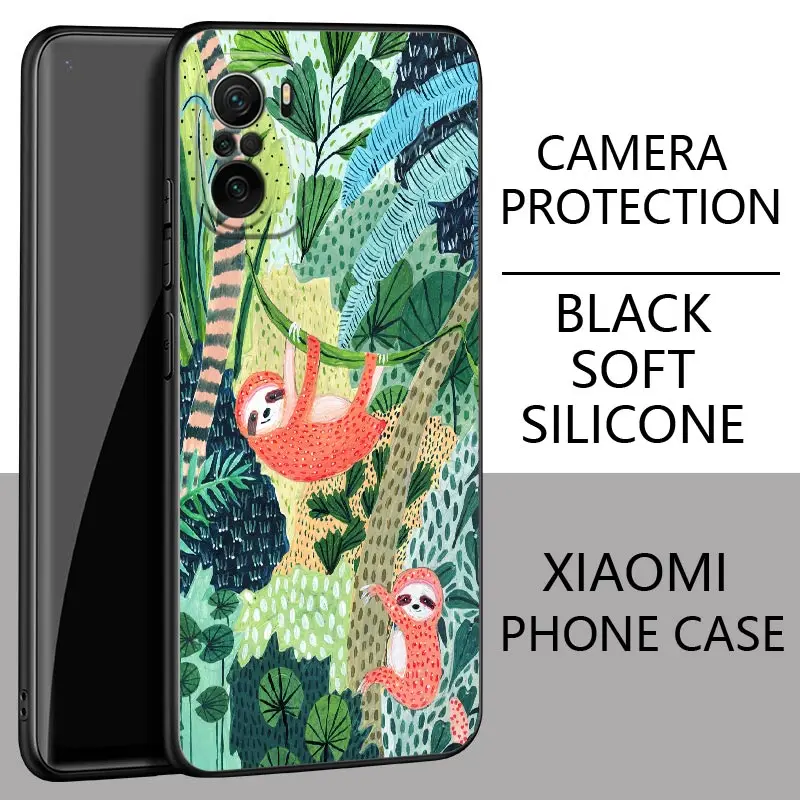 Jungle Art illustration Snake Sloth Poco F6 Pro Funda For Xiaomi Poco X3 NFC X6 X4 X5 5G M4 M5 M6 F3 F4 F5 14 13T Pro Case Cover