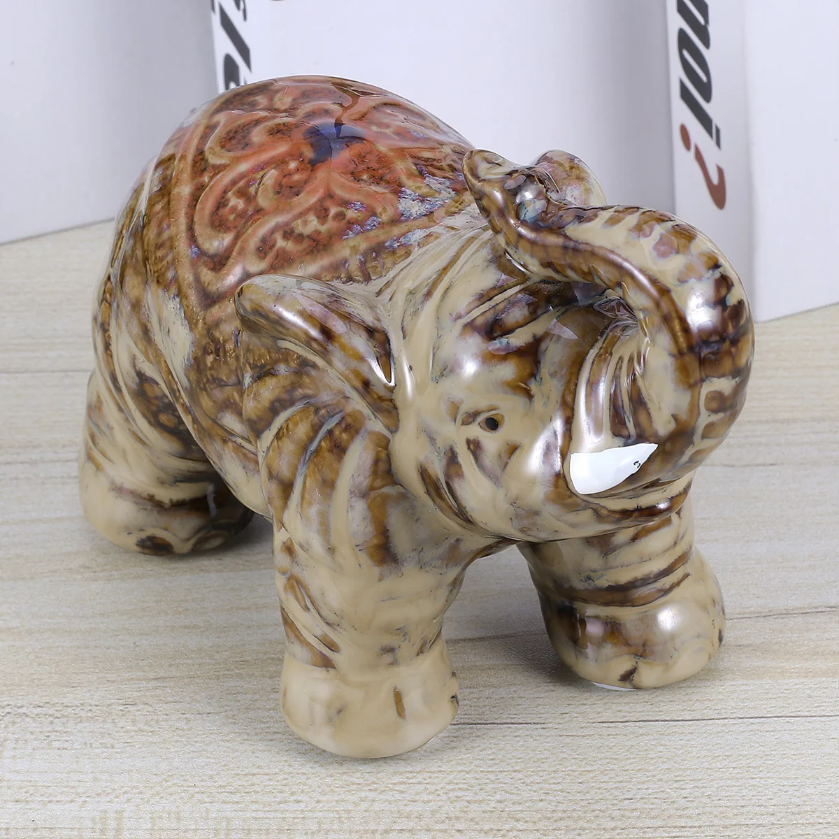 

Ceramics Elephant Shape Desktop Ornament Creative Table Decoration for Office Home Living Room Relaxing Fun Gift