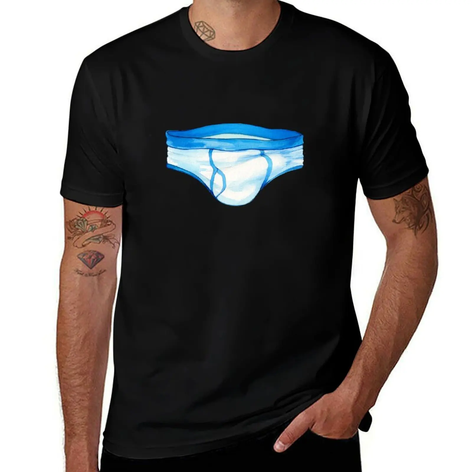 The briefs. Watercolor painting T-Shirt Trendy Casual Short Sleeve Shirt T-Shirt