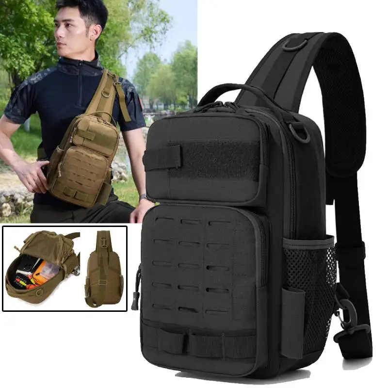 

Men's Tactical Sling Shoulder Bag Travel Hiking Molle Waist Bag Lightweight Fishing Rig Pouch Outdoor Cycling Hunting Fanny Pack