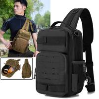Men's Tactical Sling Shoulder Bag Travel Hiking Molle Waist Bag Lightweight Fishing Rig Pouch Outdoor Cycling Hunting Fanny Pack