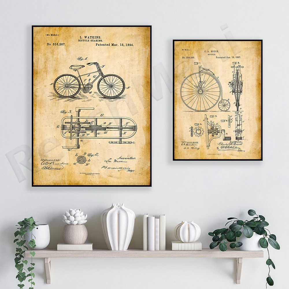 

Vintage Bicycle Patent Print| Art Print| Vintage Poster Wall Decor| Art Canvas| Wall Poster| Wall Art Prints| Wall Prints