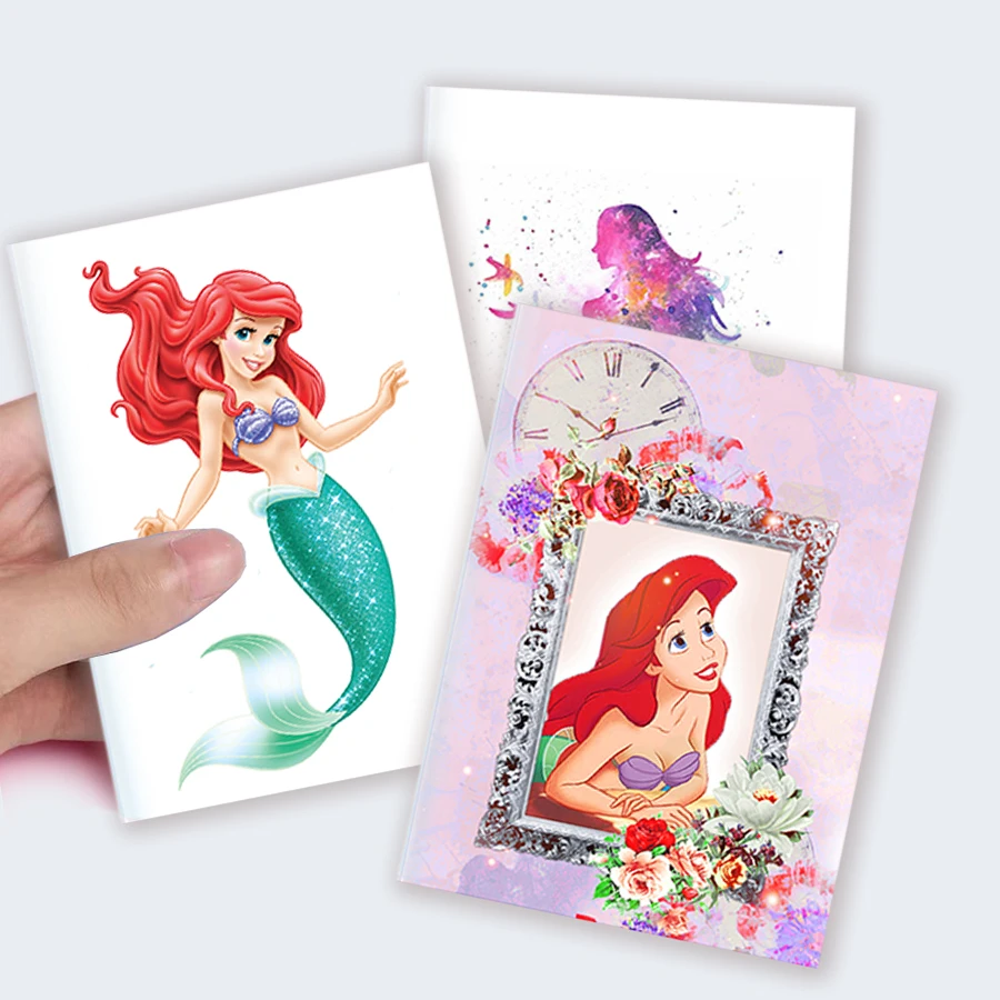 caderno a pequena sereia filme fanart dos desenhos animados disney princesa ariel aurora beleza peixe sofia papelaria nota livro almofada a6 01