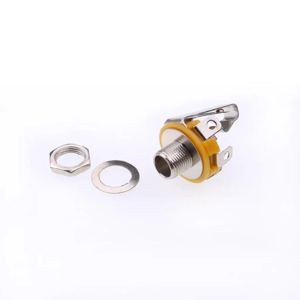 6.35mm Guitar Stereo Jack Socket Metal Output Plug Durable Replacement Connector for Bass Pickup Wiring and Luthier Work