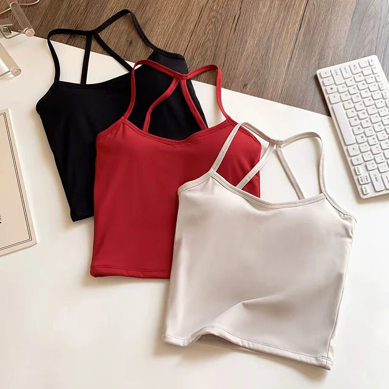 Women's Cross Back Push-Up Yoga Sports Bra Comfortable Gym Tank Top Workout Fitness Vest 'Naked Feeling' Gym Bra Fitness Wear