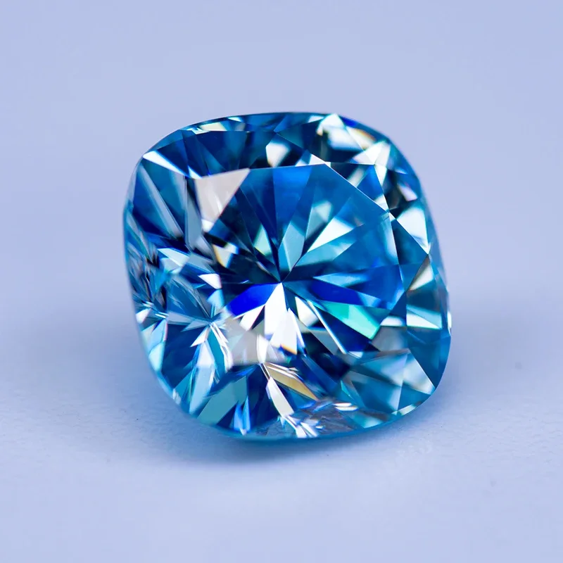 Moissanite Gemstone Cushion Cut Aquamarine Color Lab Grow Diamond for Charms Woman DIY Jewelry Making  with GRA Certificate