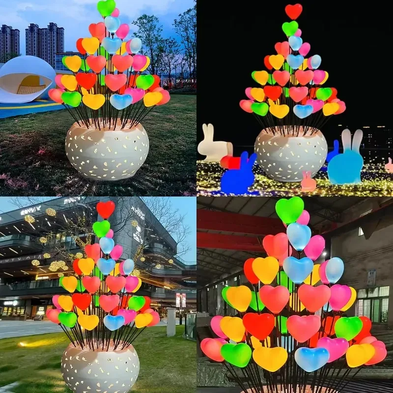 Heart Shaped LED Landscape Light Waterproof Colorful Luminous Love Light Outdoor Scenic Lighting Lawn Garden Decoration