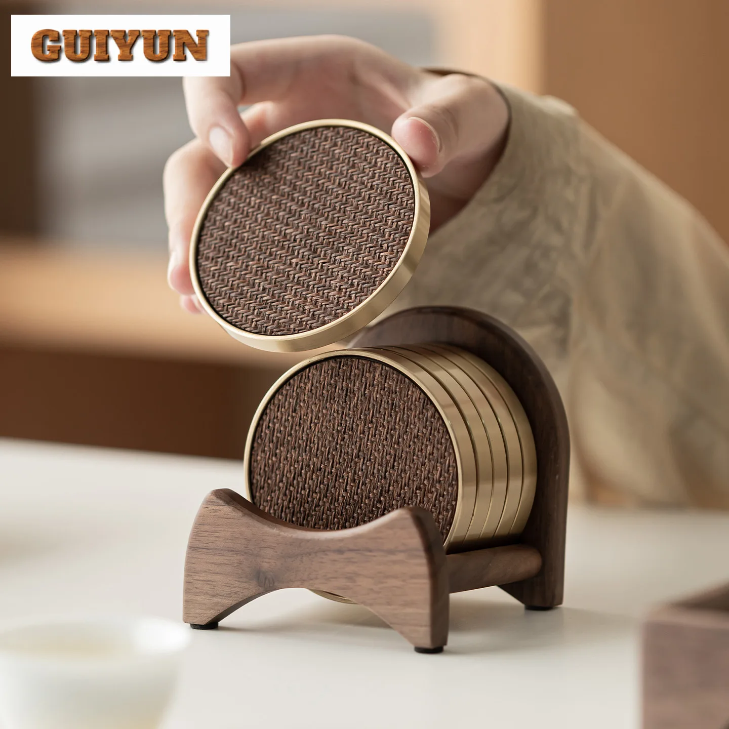 الجوز الخشب الوقايات الرجعية كأس حصيرة لأكواب القهوة الصحن العزل الحراري المفارش حامل الكأس خدمات الشاي الصحن مجموعة الإمدادات