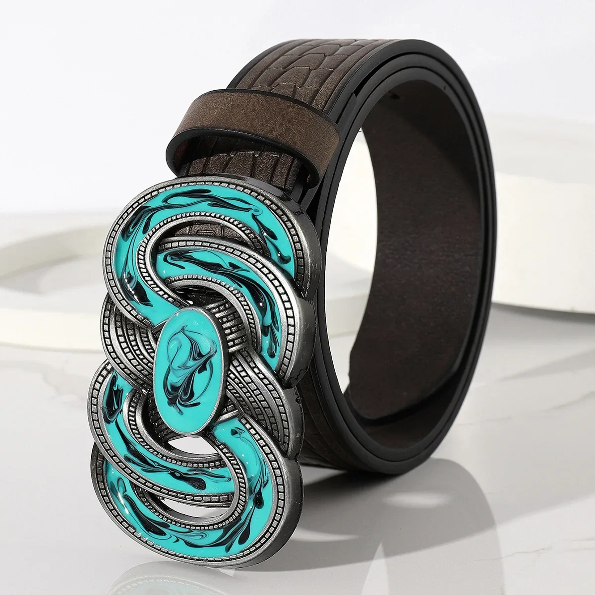 Women Casual Jeans Waistband Japanese Retro Dough Twists Buckle Belt Ethnic Style Wide Belt for Jeans Pants Accessories