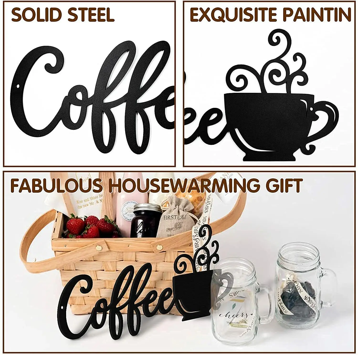 Coffee Bar Decor,Coffee Metal Wall Decor con tazza da caffè Wall Art Coffee Bar Sign