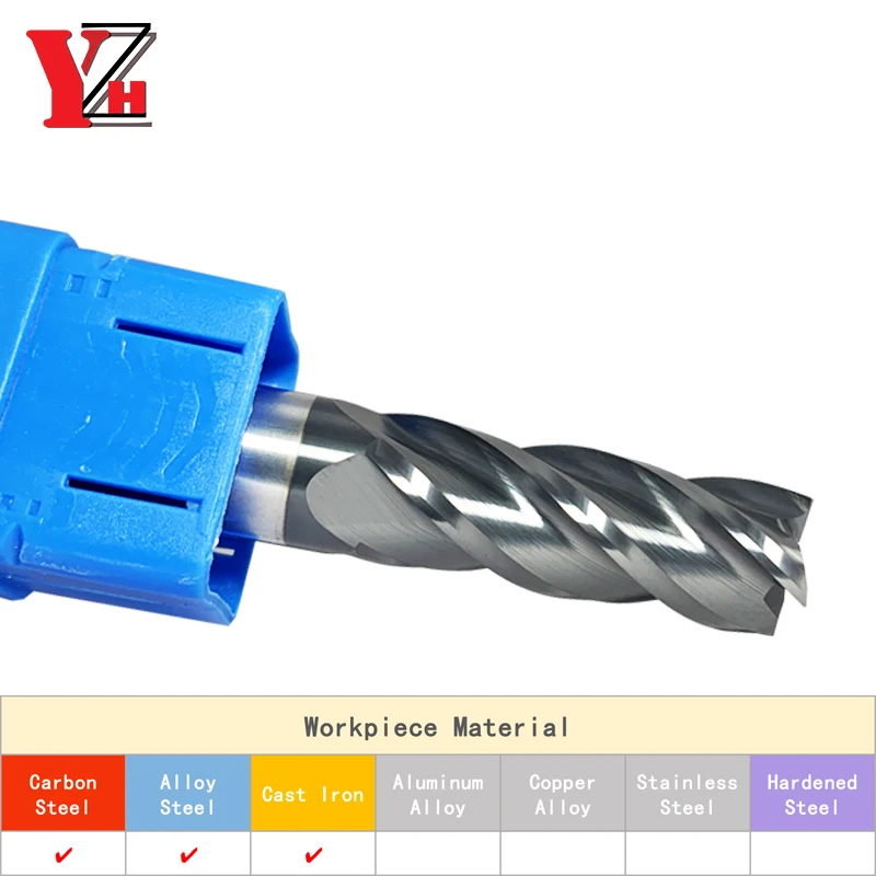 Tungsten Carbide End Mill, Machine Cutter Tools, Quadrado Router Bit, CNC, HRC45, 4 flautas, 1mm, 2mm, 4mm, 6mm, 8mm, 10mm, 12 milímetros, 14