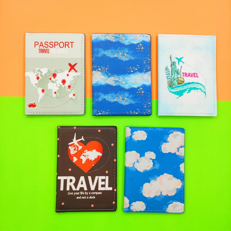Cute Travel Passport Cover Wallet Girls Boys Multifunction Credit Card Organizer Case Men Women Passport Holder