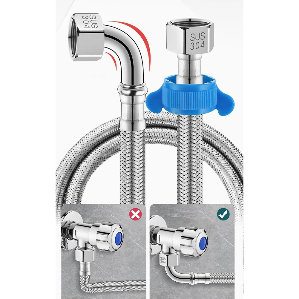 60/80/100mm Hot And Cold Water Faucet Inlet Hose Flexible Pipe Contectors Elbow Flexible Hose Pipes Plumbing Bathrooms Kitchen