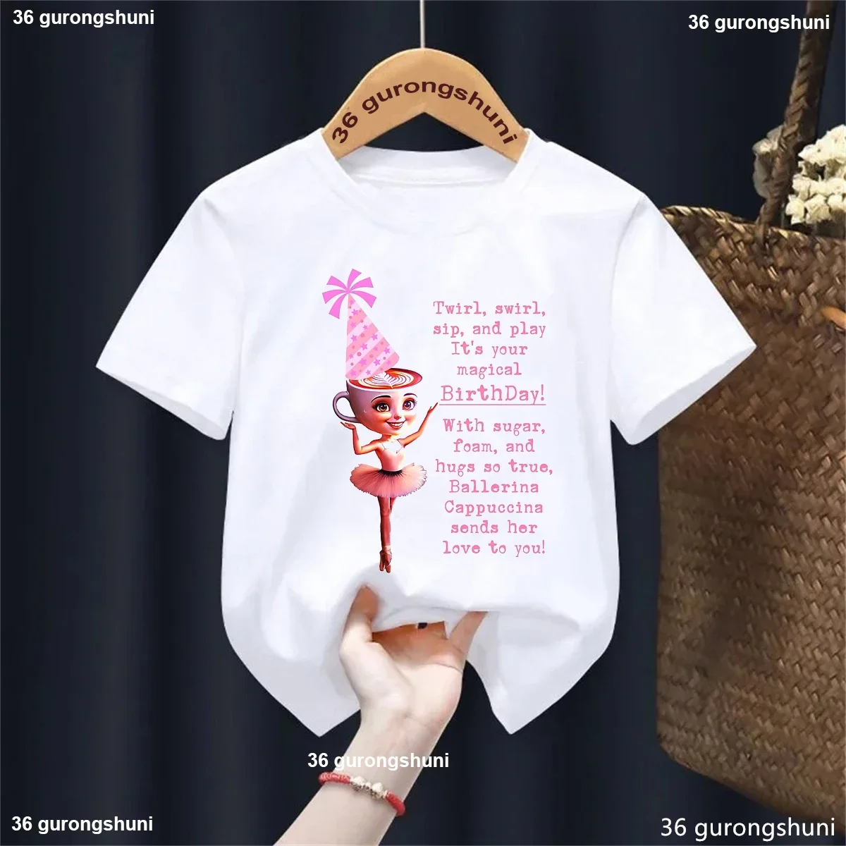 The Best Birthday Gift For Girls Ballerina Cappucina Magical Birthday Printed Tshirt Girls Kids Clothes Harajuku Kawaii T-Shirt