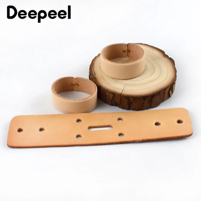 5Sets Deepeel 29-39mm Men Leathers Belt Head Connector for Pin Buckle Belts Leather Loop Headless Cowhide Waistband Accessories