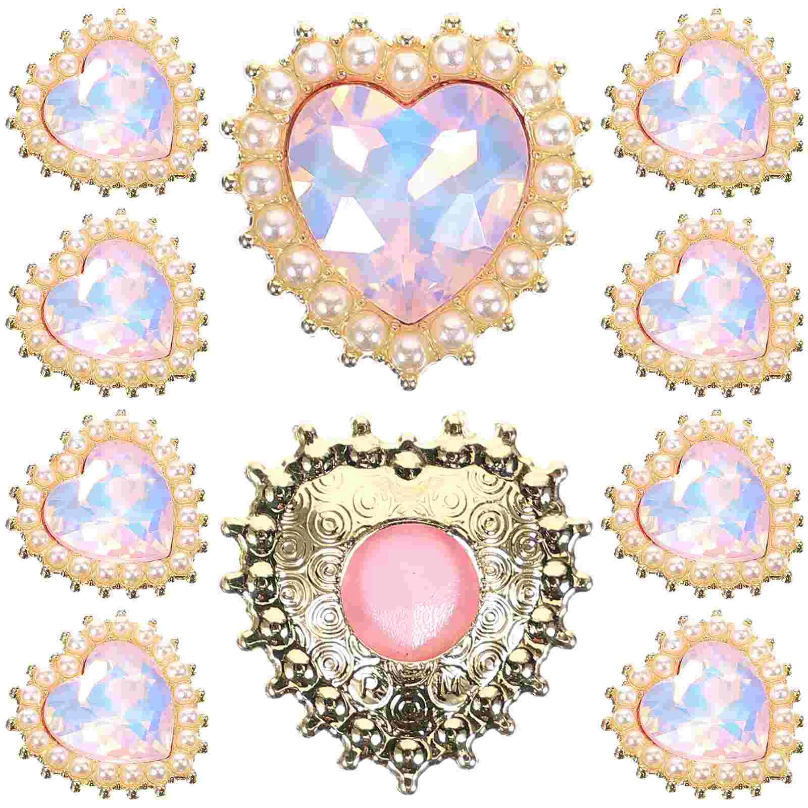 

10 Pcs Heart Charms Embellishments for Crafting Pendant Shaped Scrapbook Bling Imitation Pearls Jewelry