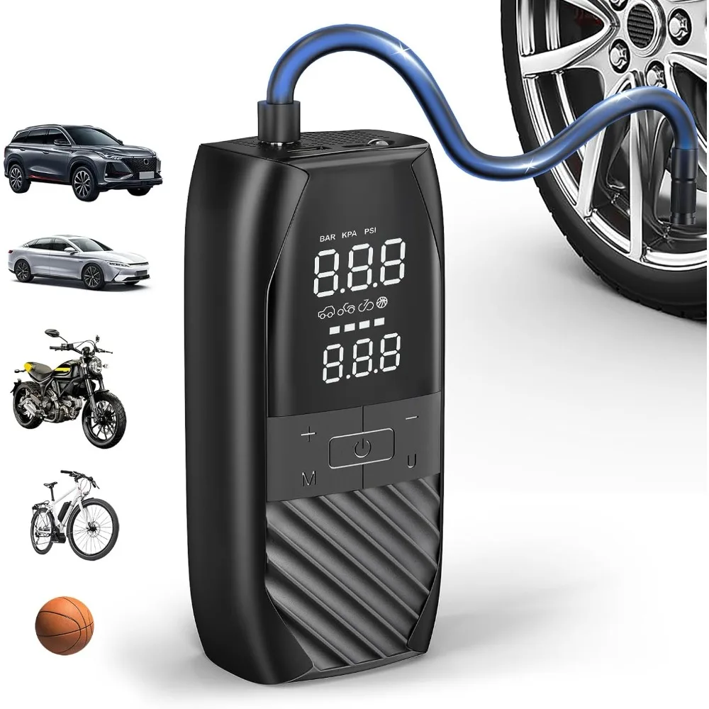 

Tire Inflator Portable Air Compressor 150 PSI Car Tire Air Pump, Electric Portable Tire Pump with Digital Pressure Gauge