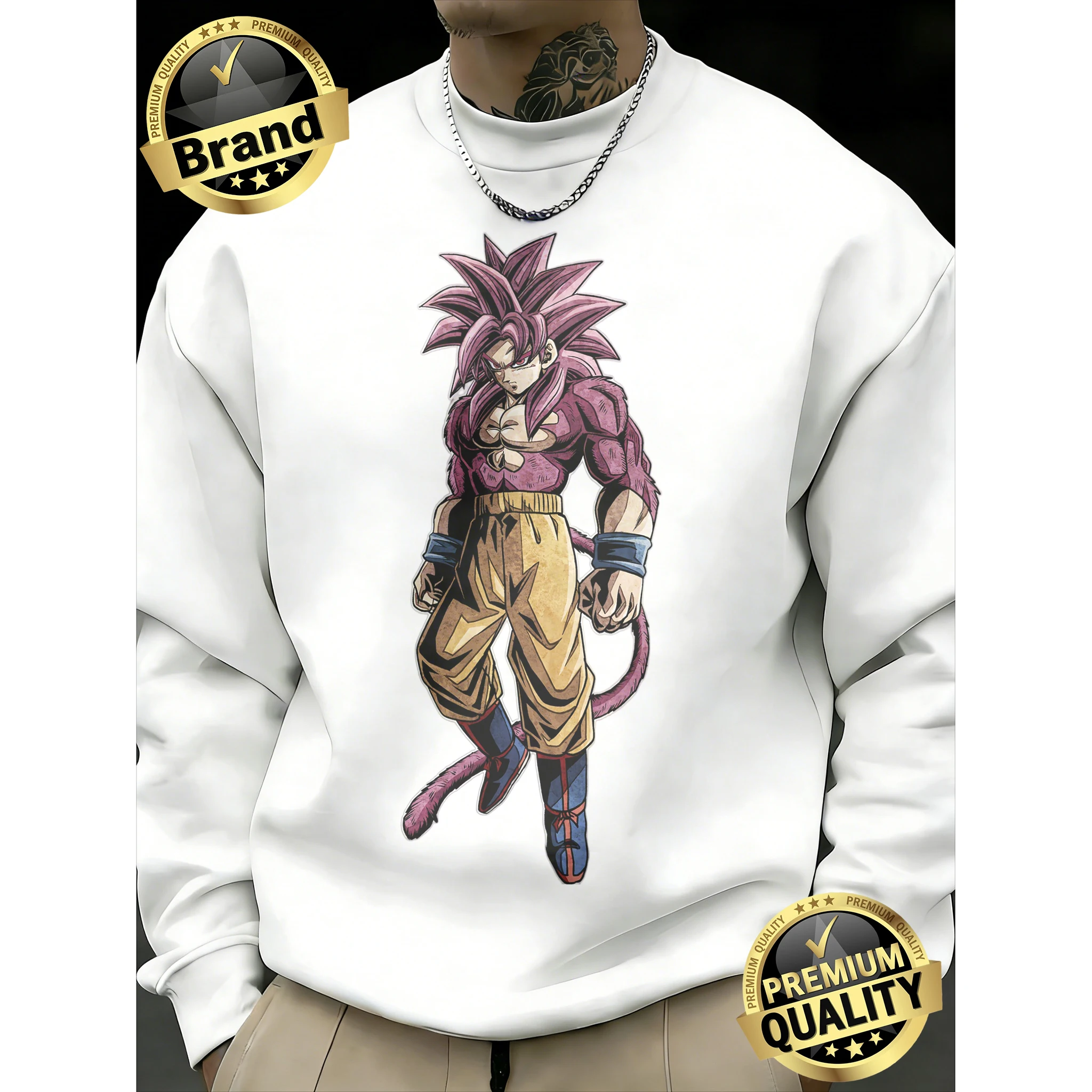 

Мужской свитшот унисекс с длинным рукавом и принтом Dragon Ball Goku Super Saiyan 4, 100% хлопок, круглый вырез, весна-осень 2026, для фитнеса