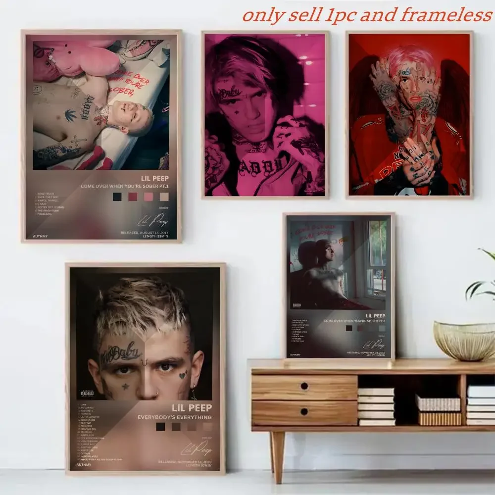 Rock Rapper Singer L-Lil Peep Painting Calligraphy Canvas Mural For Interior Walls Crease-Free Beautiful For Living Room Bedroom