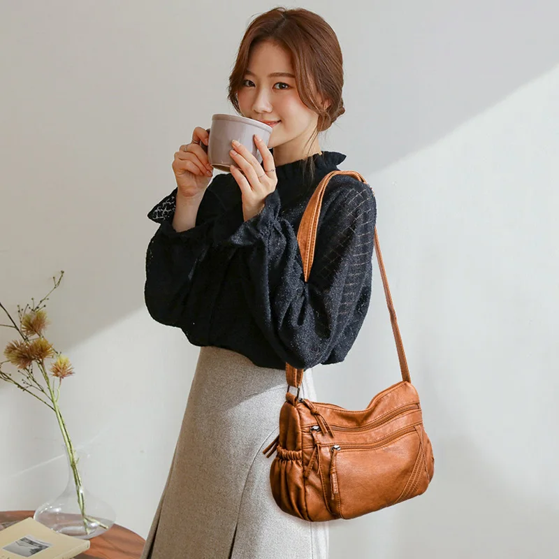 Crossbody Bag Women Multifunction Messenger Bag Pu Leather Shoulder Bag Multi-pocket Bag Female Small Bags Casual Hobos for Girl