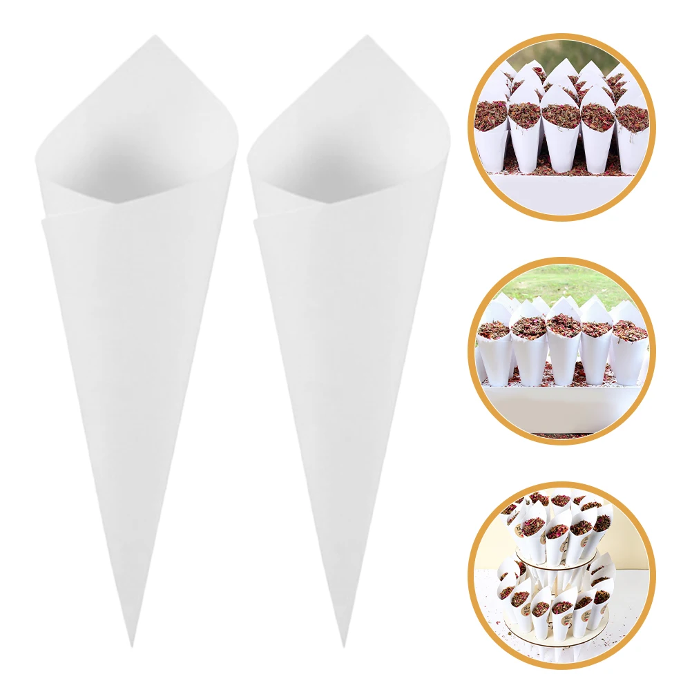 

60pcs Paper Cones Craft Party Confetti Holder Paper Petal Cones Flower Bouquet Candy Decor Wedding Dried Rose Petals