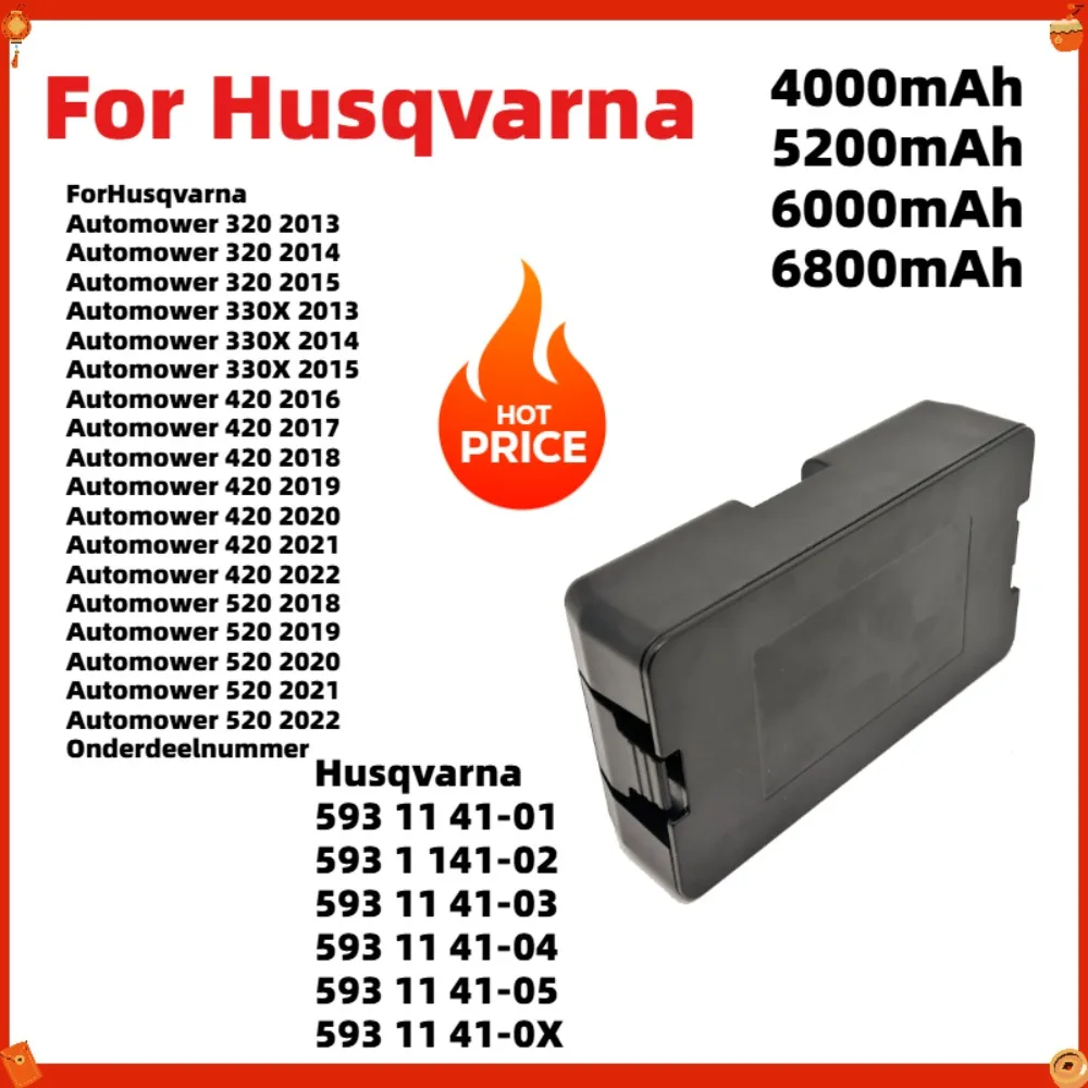 Replacement Battery For Husqvarna Automower 430X 440 450X, 529 60 68-02 588 14 64-01 Li-ion Battery, 4000mAh-6800mAh