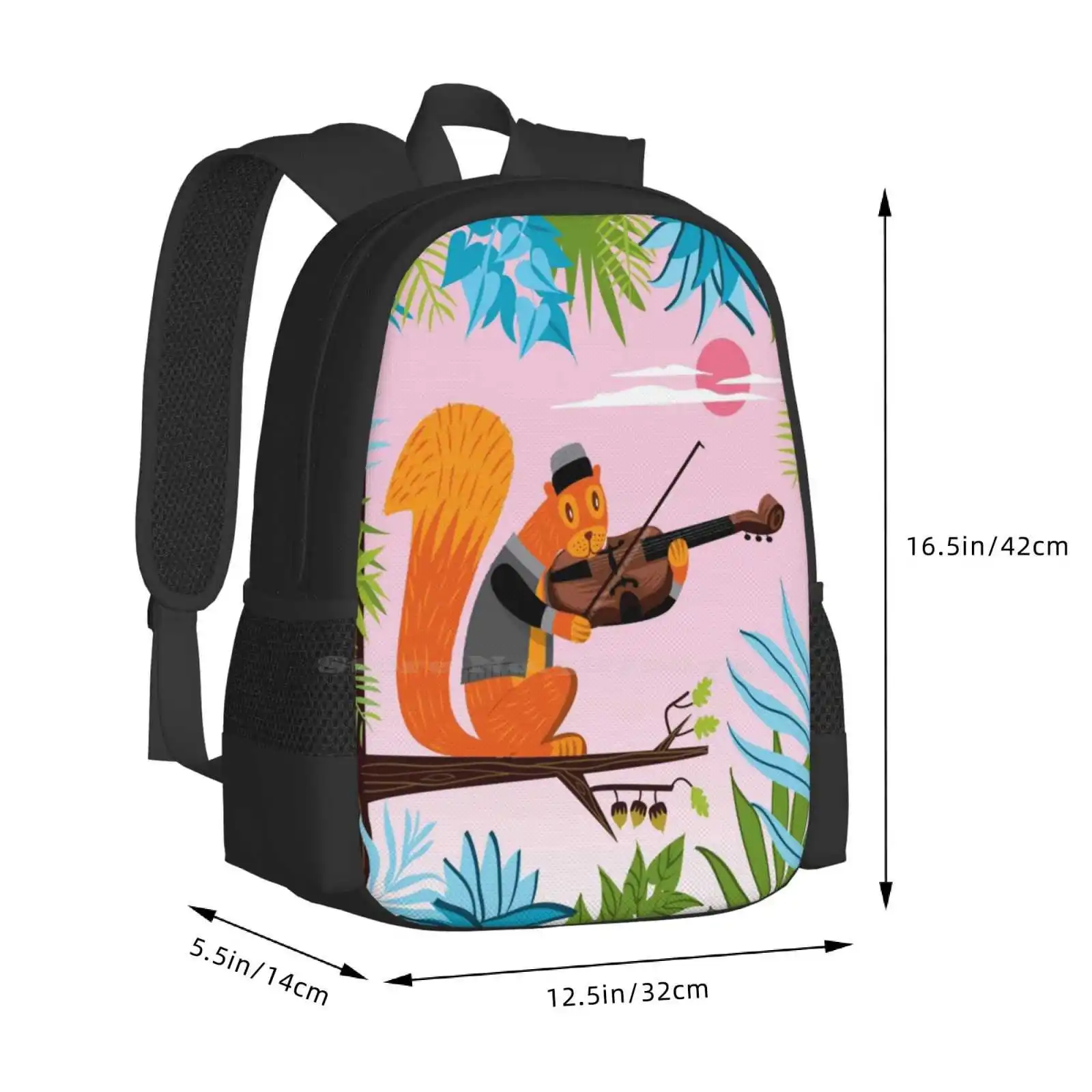 Red Squirrel Serenade School Bags For Teenage Girls Laptop Travel Bags Squirrels Animals Cute Music Funny Nature Wildlife