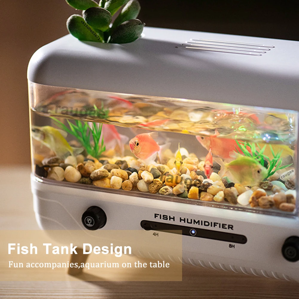 Aroma Humidifier Mini Air Humidifier Aromatherapy Fragrance Diffuser Fish Tank Shaped Essential Oils Diffuser with Night Light