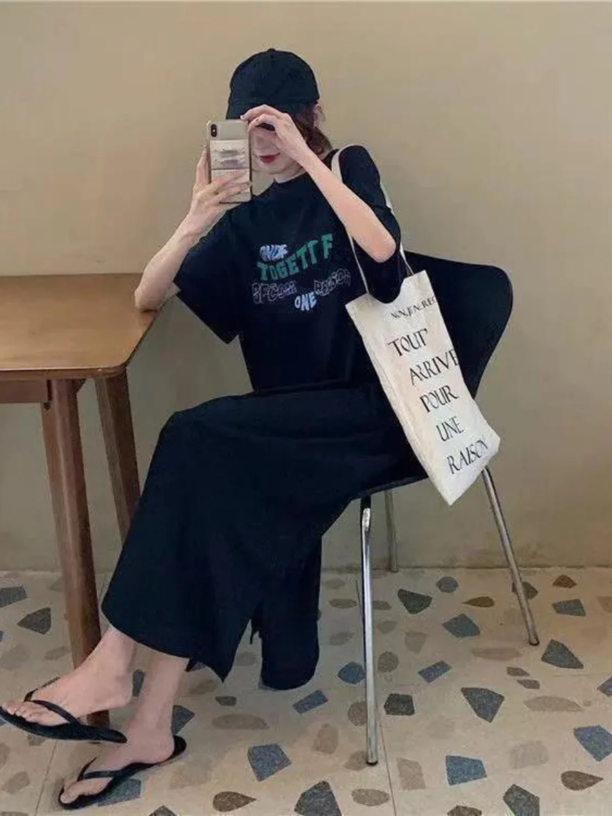 T-shirt grande taille 300 Pou Chic Lazy Sle Micro Fat MM Dr Summer New Hip Covering Meat Conceal Thin Dr Korean Sle