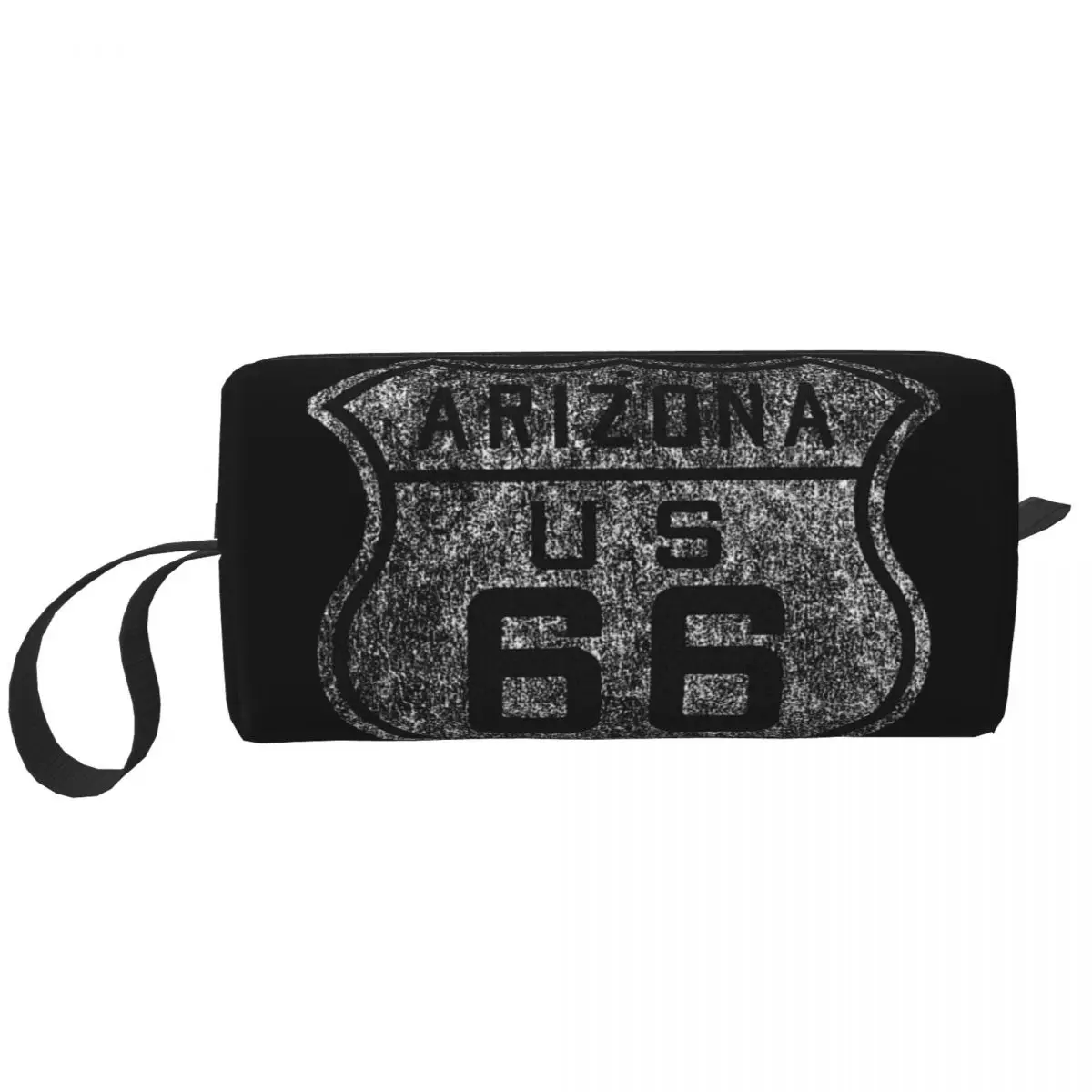 Vintage America Route 66 Letters Large Makeup Bag Zipper Pouch Travel Cosmetic Bags Organizer for Women