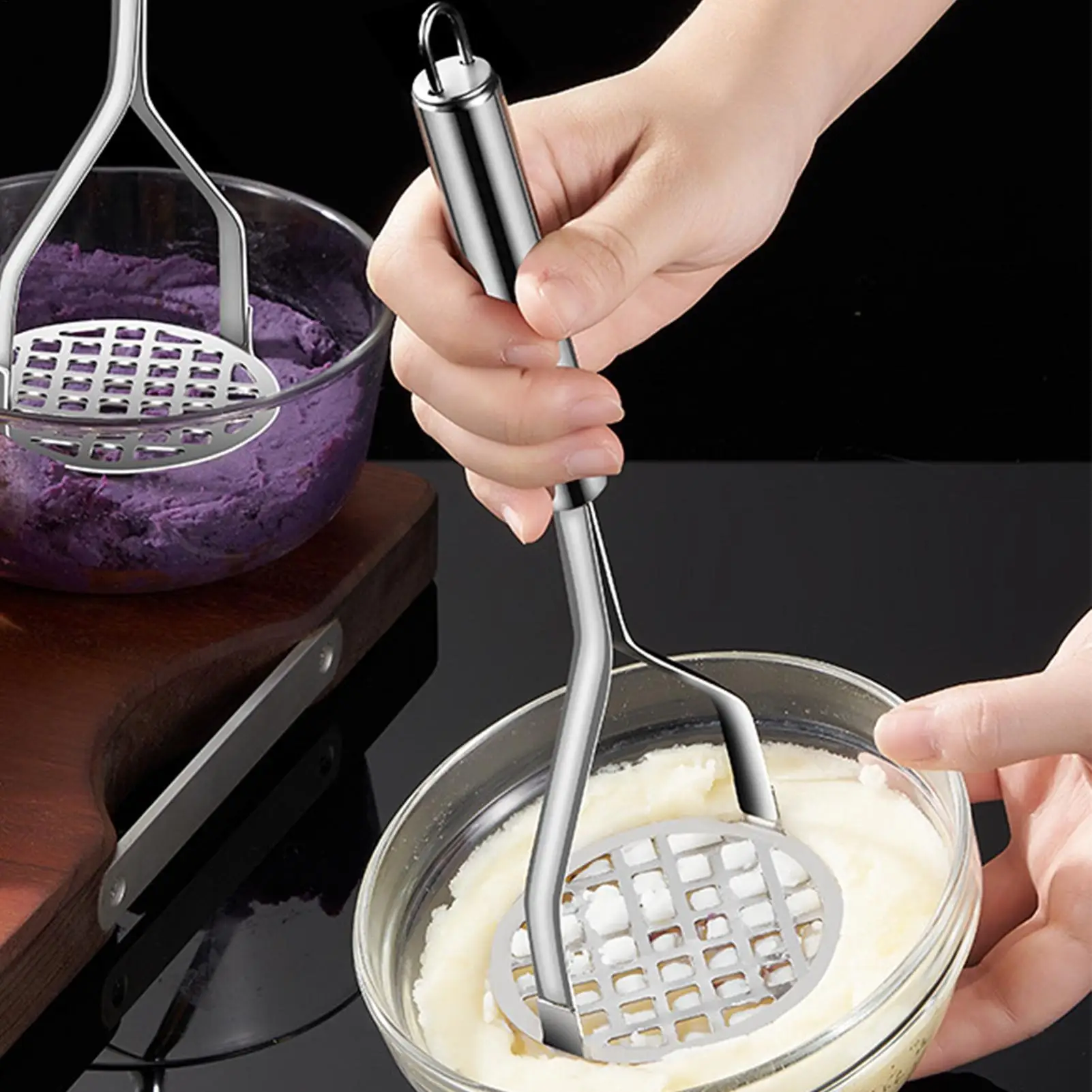 Stainless Steel Potato Masher Household Potato Smasher Baby Food Supplement Tool for Cooking Pureeing Vegetable Fruit
