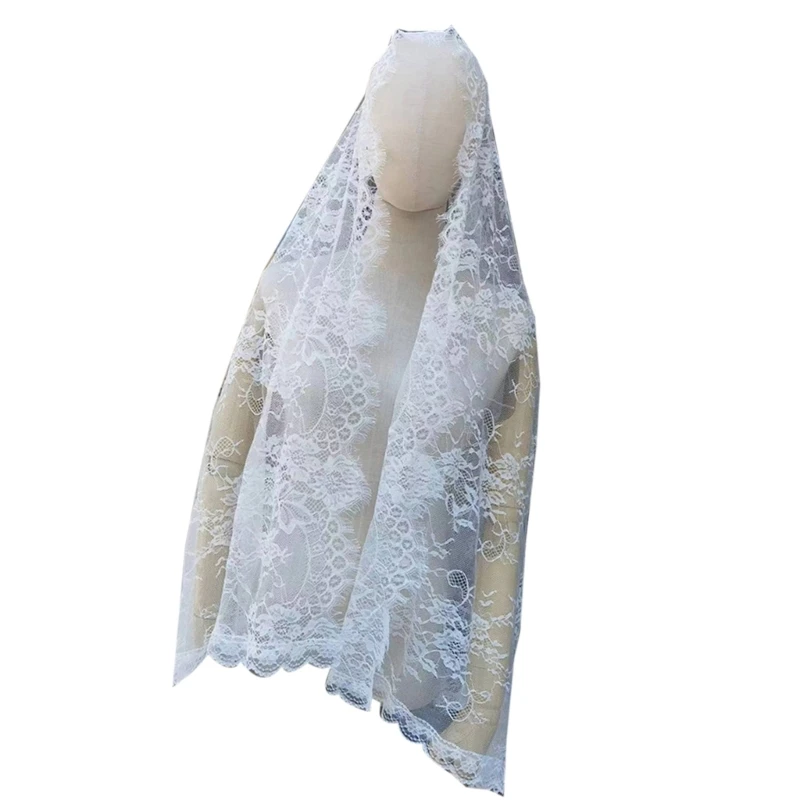 Muslims Lace Wedding Veils Church Mantilla Wedding Bride Head Covering Veils for Women Black and Gold