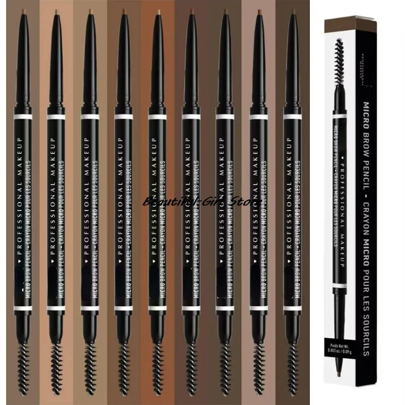 Extremely Fine Dual-Ended Eyebrow Pencil Natural Long-Lasting Wild Eyebrow Pencil with Brush Cool Ash Brown Black Espresso Taupe