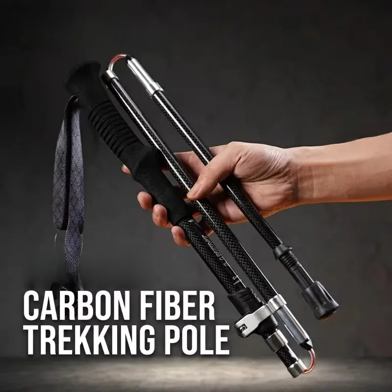 Carbon fiber T700 lightweight collapsible hiking pole with EVA handle for hiking, hiking, and travel