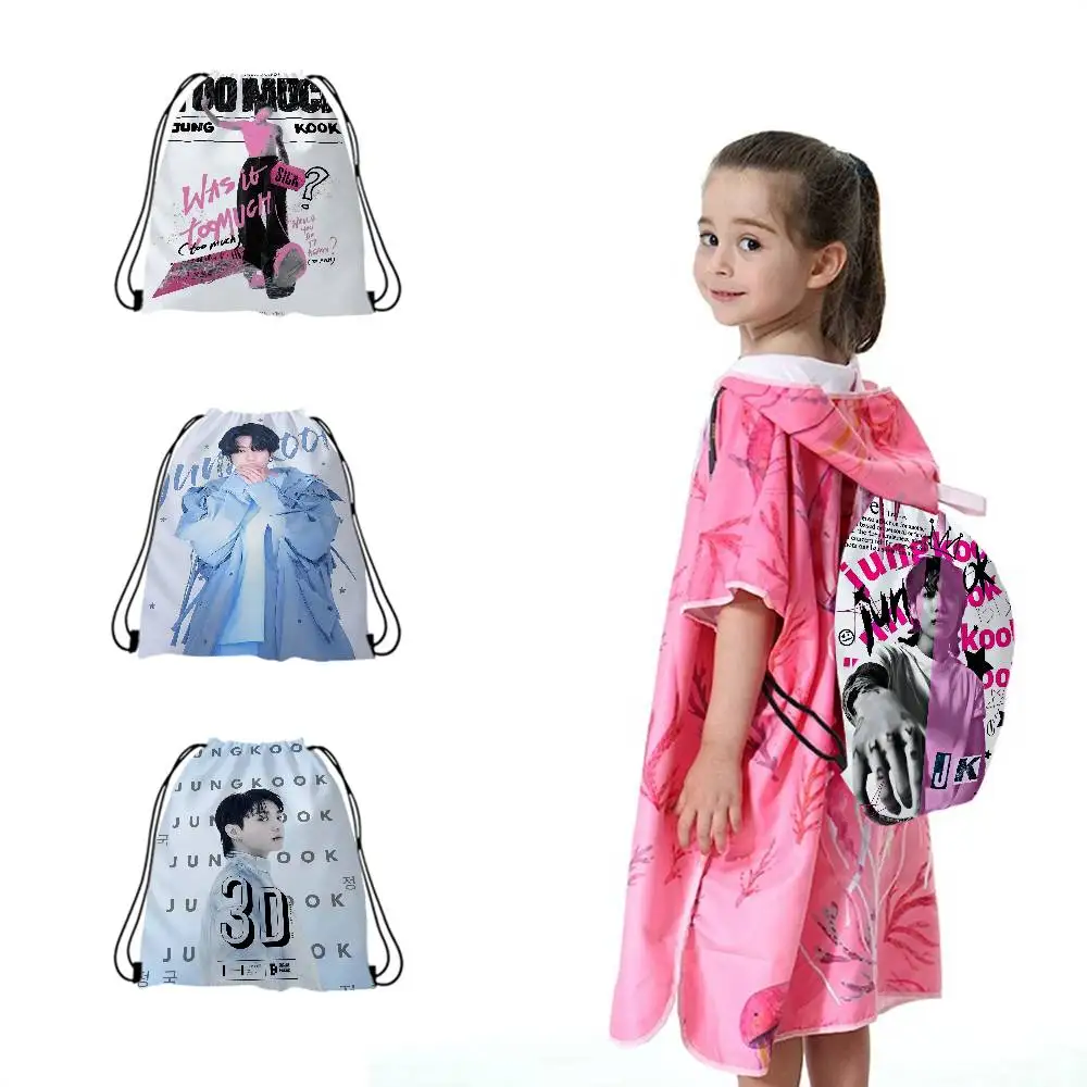 KPOP J-Jung K-Kook 1 قطعة حقيبة ظهر برباط حقيبة ظهر بسلسلة أكياس السرج حقيبة السائبة للمدرسة اليوغا الرياضة الصالة الرياضية السفر #2