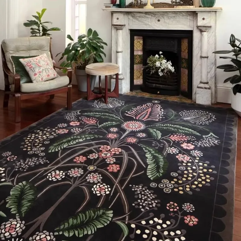 Large French Retro Floor Mat, Living Room Carpet Bedroom Lounge Rug Vintage Floral Area Rugs Entrance Door Mat, Home Decoration