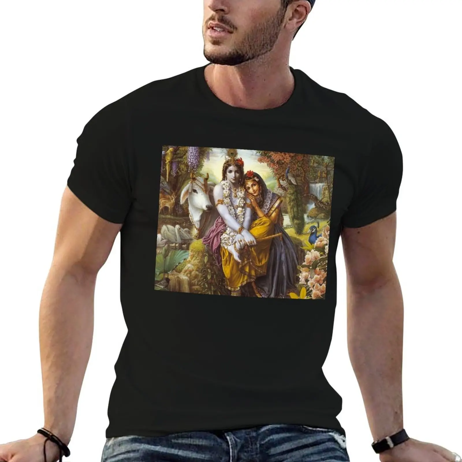 

Lord Krishna and Radha in the forest photography T-Shirt custom t shirt shirts graphic tops mens designer clothes