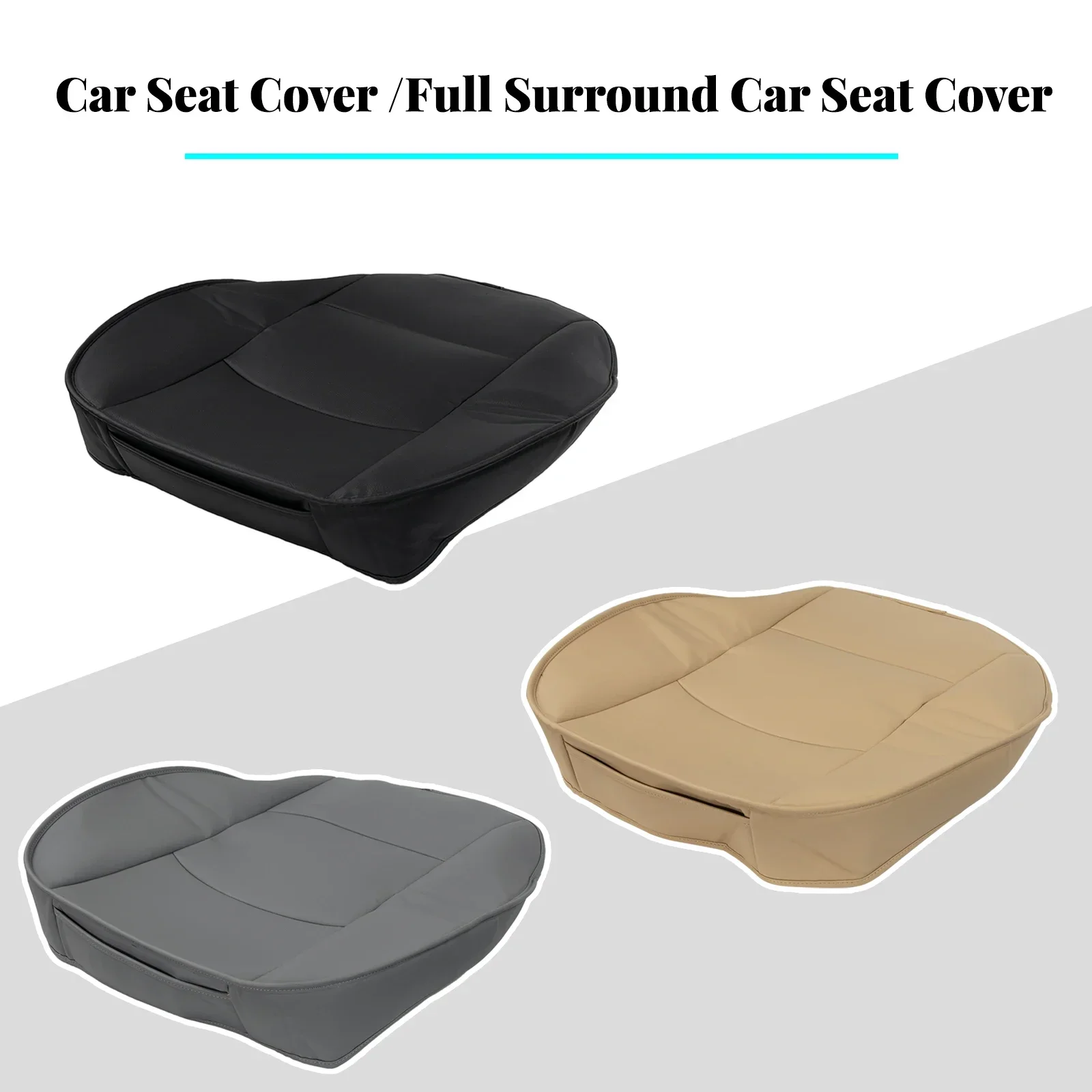 3 Color Car Front Seat Cover PU Leather Chair Cushion Universal Breathable Seat Protector Cover Anti Slip Mat with Storage Bag