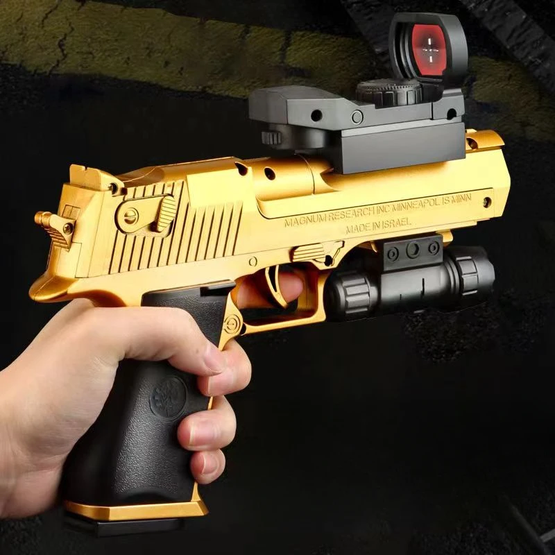 Continuous Fire Pistol Desert Eagle Mechanical Empty Hanging Soft Bullet Toy Gun Shell Ejection Decompression Toy Gift for Boys