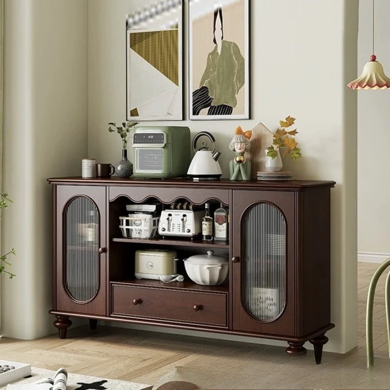 Medieval sideboard, solid wood wine cabinet, integrated wall storage, living room display tea