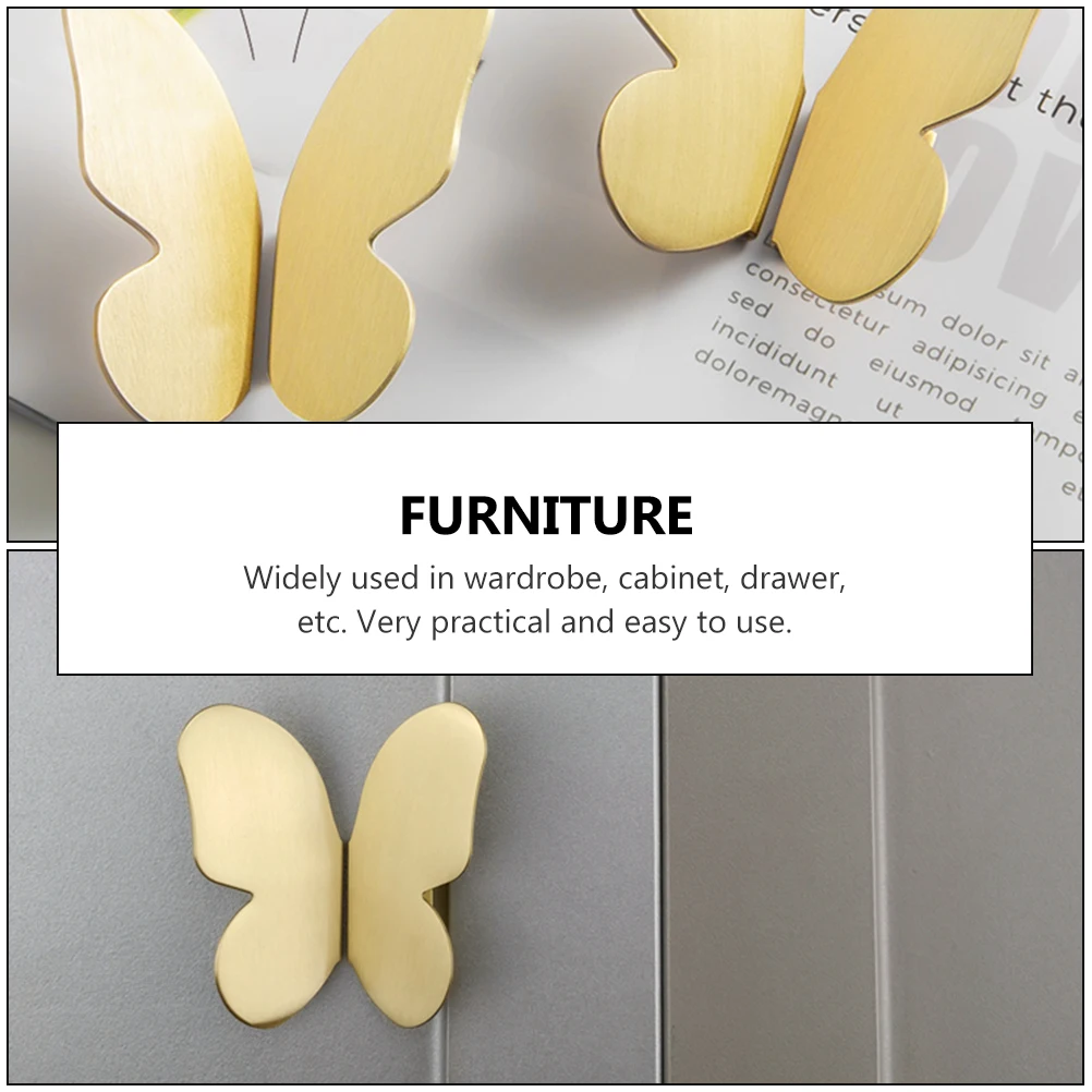 

Butterfly Pull Handle Golden Brass Cabinet Door Knob for Kitchen Wardrobe Drawer Hardware Decorative Furniture Accessory